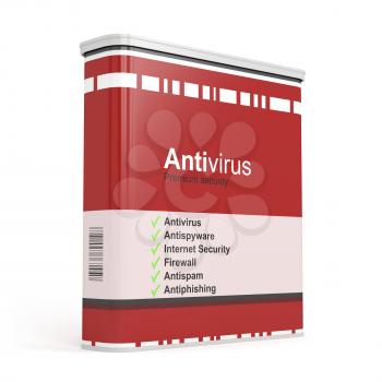 Antivirus software box on white background