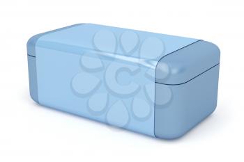 Blue plastic box on white background