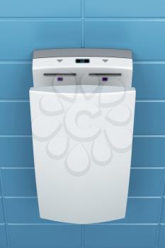 High speed vertical hand dryer in public toilet