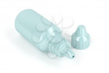 Plastic bottle for eye drop on white background