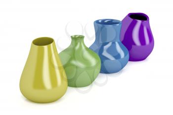 Set of colorful ceramic vases
