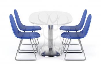 Dining table and chairs on white background