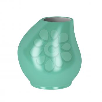 Green vase on white background