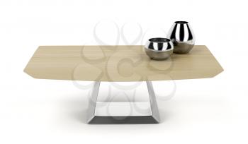 Modern wood coffee table on white background