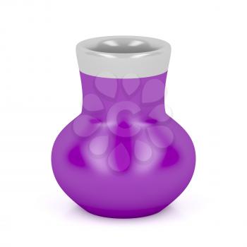 Purple ceramic vase on white background