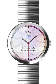 Silver Smart watch on white background