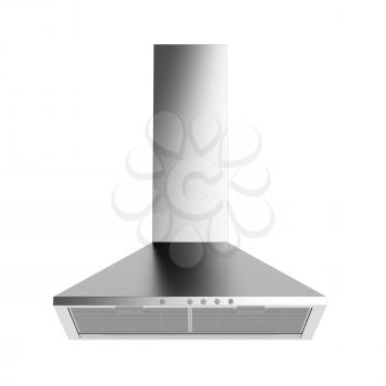Silver cooker hood isolated on white background