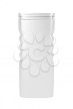 White plastic shampoo bottle isolated on white