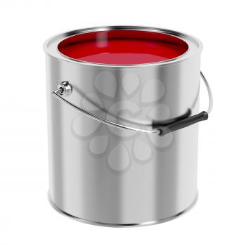 Canister with red paint isolated on white background