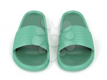 Front view of green rubber slippers
