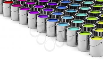 Paint cans with different colors