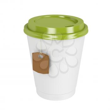 Takeaway tea cup on white background