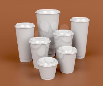 Takeaway coffee cups with different sizes