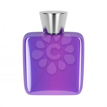 Purple perfume bottle isolated on white