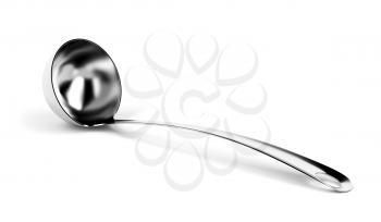 Silver ladle on white background 