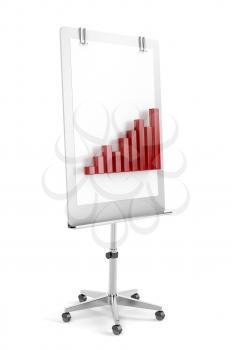 Flip chart with bar chart on white background 