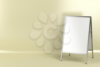 3D illustration of blank advertising stand with silver aluminum frame