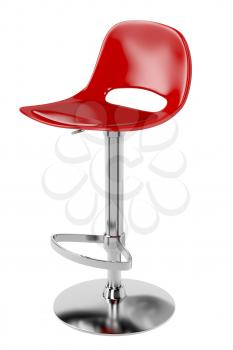 Red bar stool isolated on white background