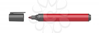 Red permanent marker isolated on white background 