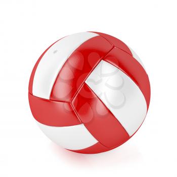 Red and white volleyball ball on shiny white background 
