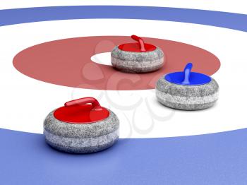 Curling stones near the target area 