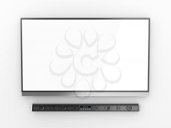 Front view of flat screen tv and soundbar 