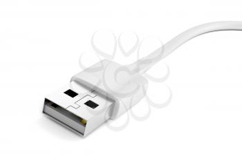 Close up of white usb cable 