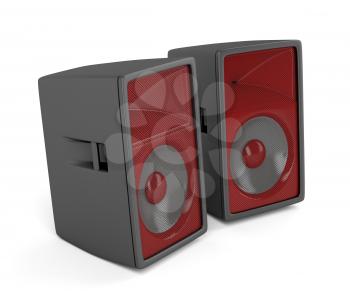 Stage loudspeakers on white background