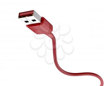 Red usb cable isolated on white 