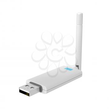 Usb wireless network adapter isolated on white background