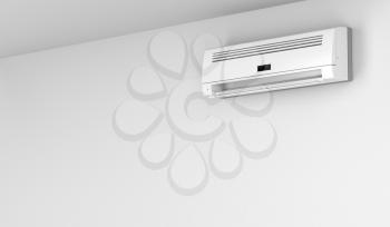 Modern air conditioner on white wall 