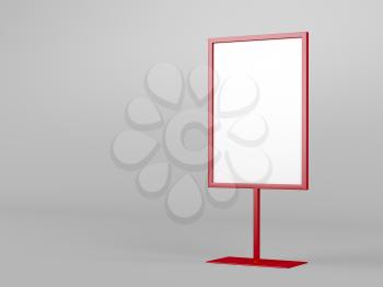 Red advertising stand on gray background