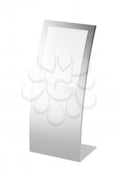 Curved silver ad panel isolated on white background