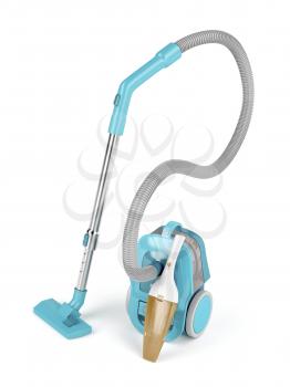 Bagless and handheld vacuum cleaners on white background