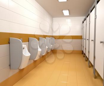 3D illustration of men's public toilet