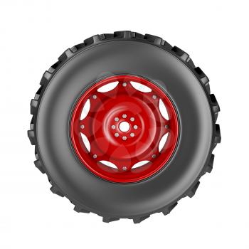 Tractor wheel isolated on white background