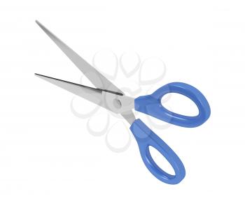 Blue scissors isolated on white background 