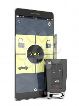Car key and smartphone with app replacing car key 