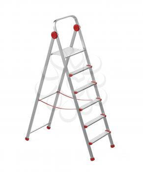 Aluminum step ladder on white background 
