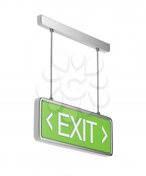 Emergency exit sign isolated on white background 