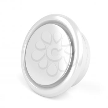Round air vent cover on white background