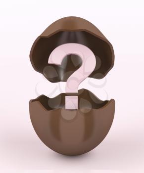 Broken chocolate egg with a unknown surprise inside 