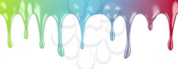Multicolor paint dripping on white background 
