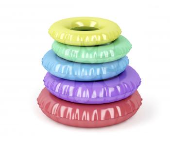Swim rings with different colors and sizes