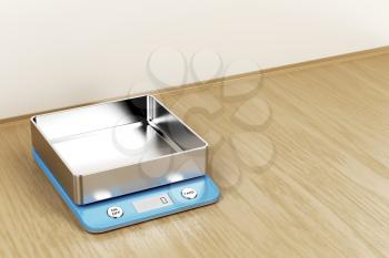 Digital weight scale in the kitchen 