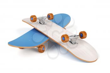 Two skateboards on white background 