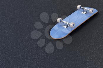 Brand new skateboard on asphalt 