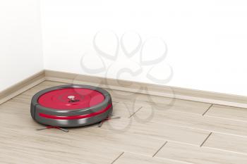 Cleaning the floor with robot vacuum cleaner 