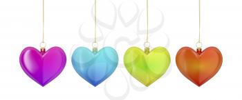Heart shaped Christmas ornaments with different colors