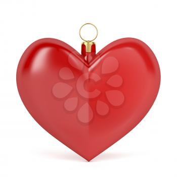 Heart shaped Christmas ornament on white background